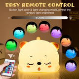 Colorful Cat Silicone LED Night Light with Touch Sensor