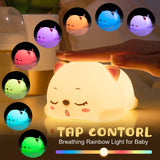 Colorful Cat Silicone LED Night Light with Touch Sensor