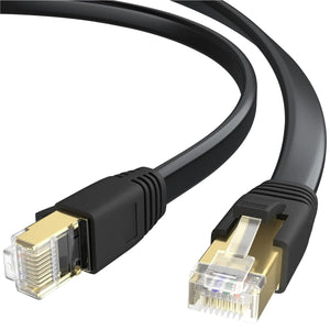 High-Speed Cat 8 Ethernet Cable for Gaming and Streaming - 40Gbps, Gold-Plated Connectors, Flat Design - Compatible with Router, Modem, PC, Gaming System